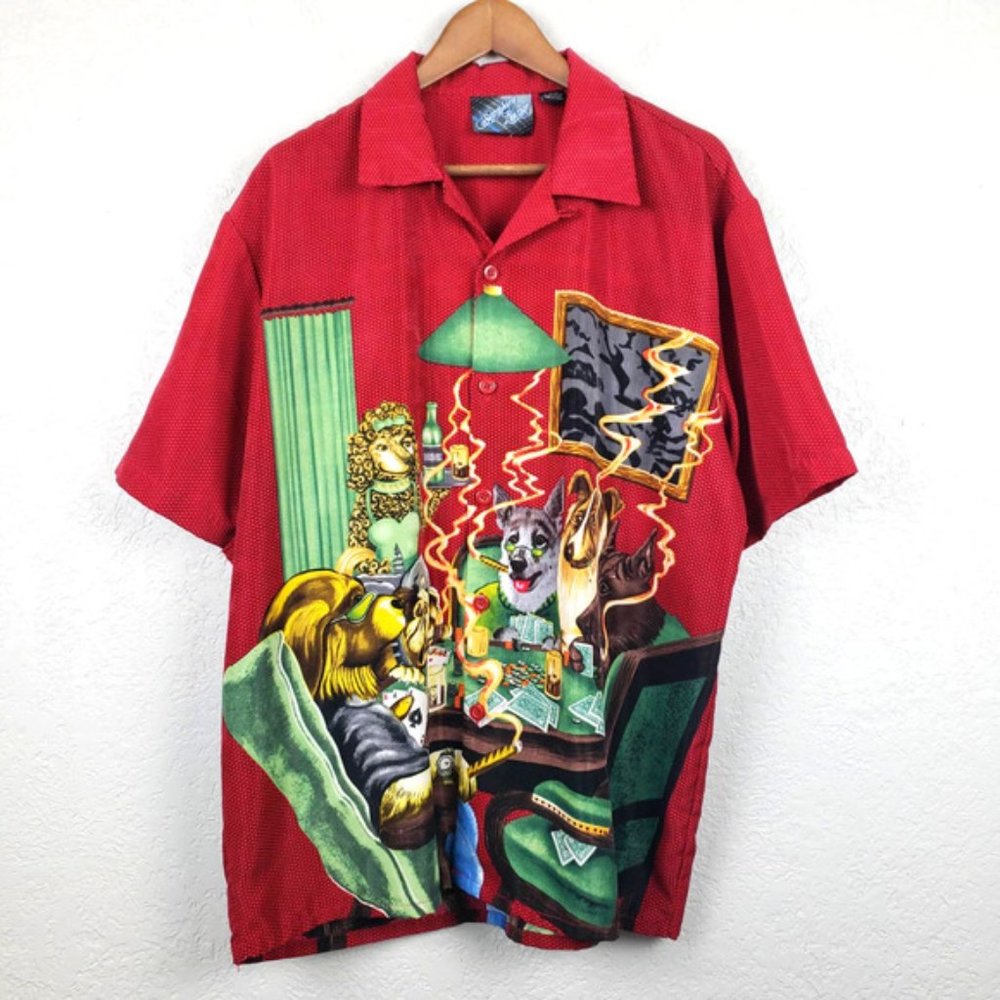 Vintage Dogs Playing Poker/Cards Sapphire Lounge, Size XL